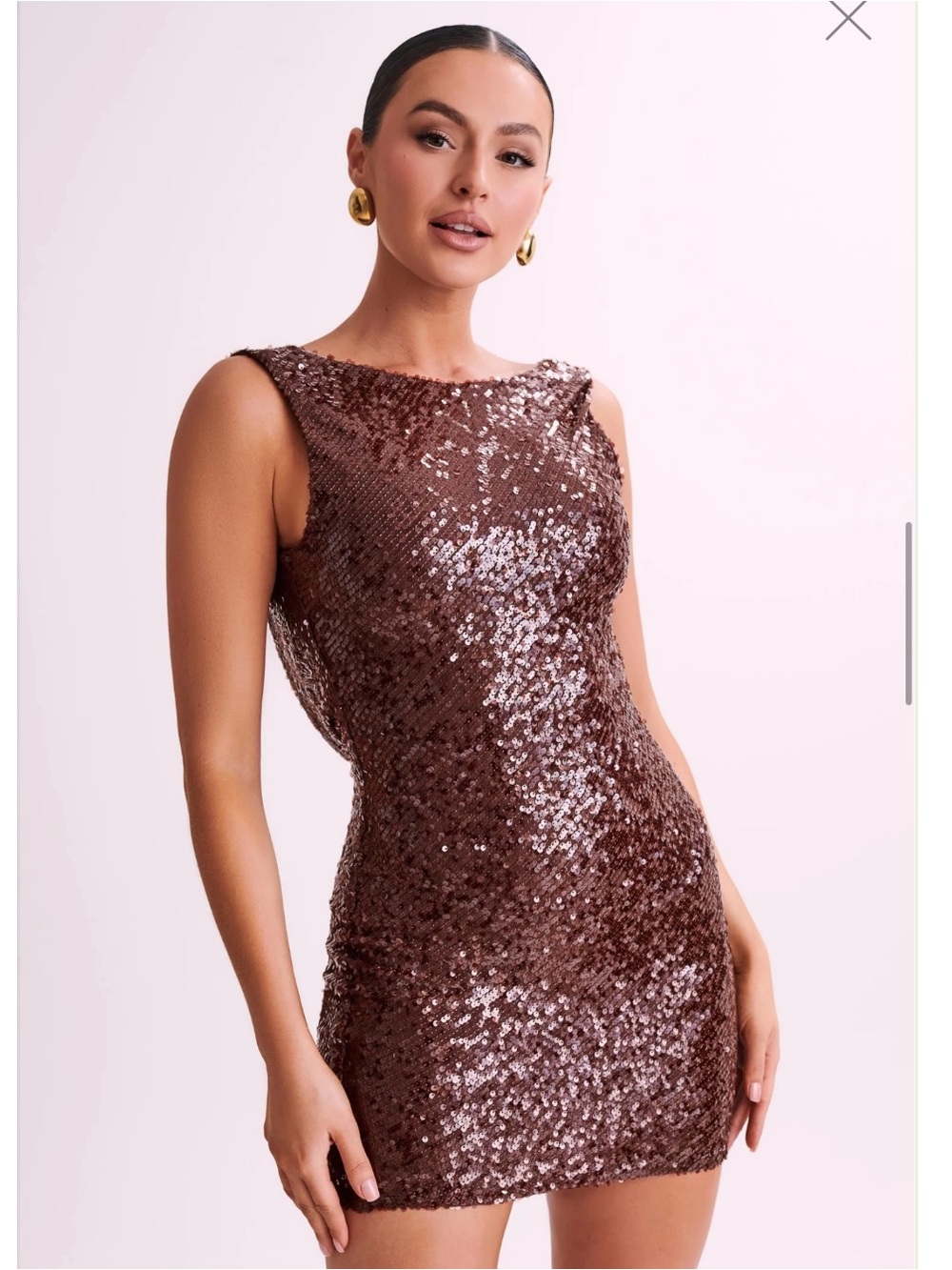 Meshki Brown Sequin Mini Dress